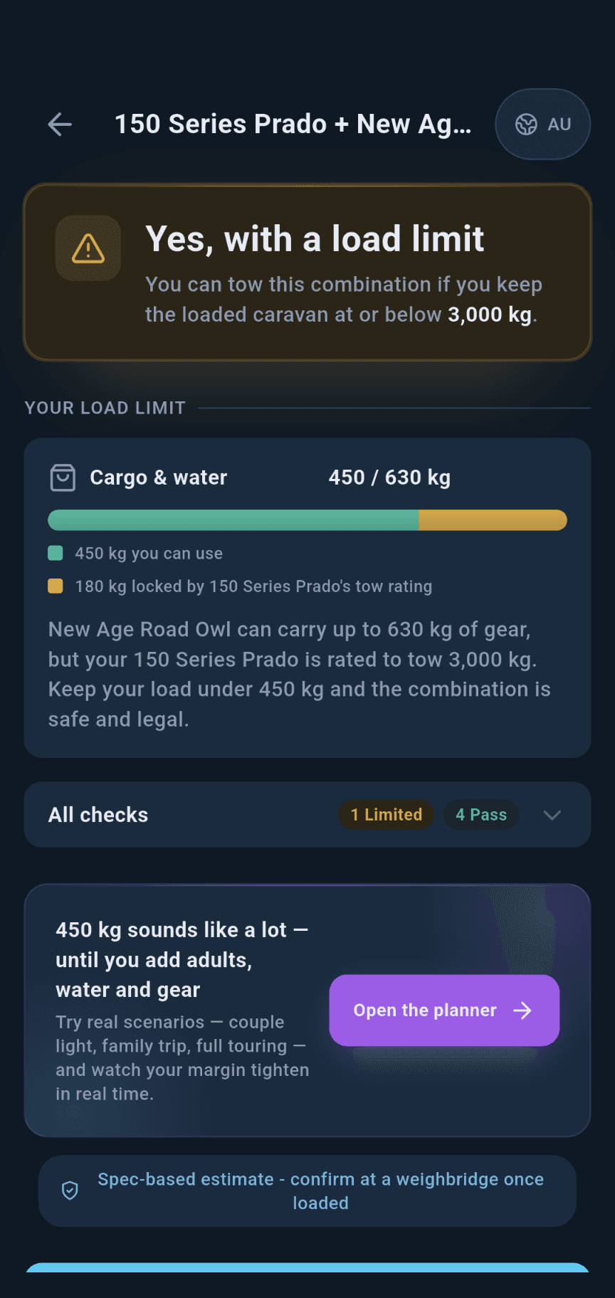 loadmate app: Know which limit stops you first